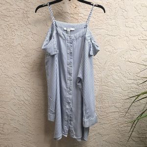 Forever 21 Striped Dressy Off-The-Shoulder Top L